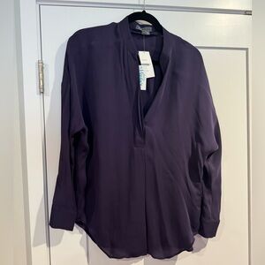 NWT Vince Deep Purple long sleeve silk top - size S